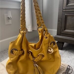Michael Kors Mustard Braided Shoulder Bag